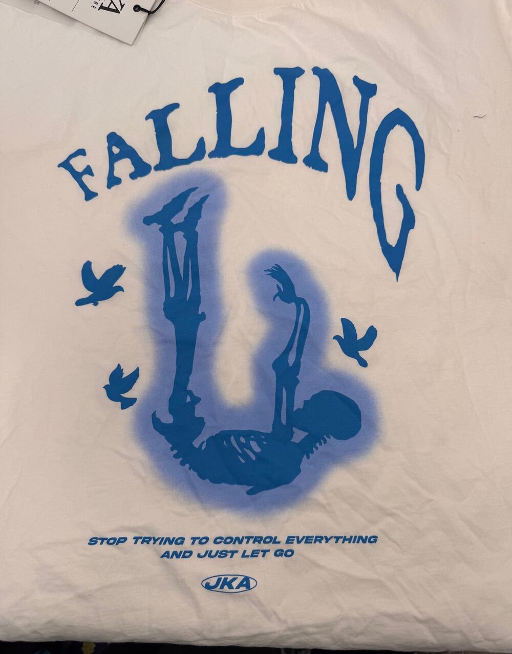 Men's JK Attire NWT Falling White & Blue Short Sleeve Cotton T-Shirt Size L